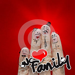 The happy finger family holding we love family word