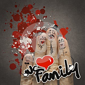 The happy finger family holding we love family word