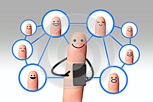 Happy finger, Social network concept, isolated with clipping pat