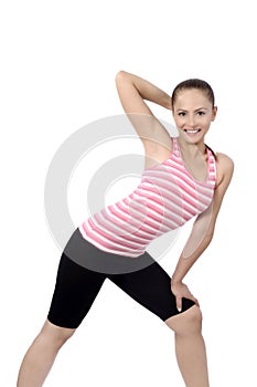 Happy fitness dance class woman dancing