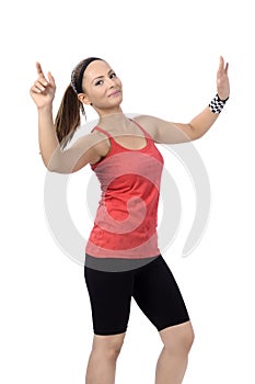 Happy fitness dance class woman dancing