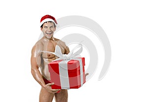 Happy fitness sexy Santa Claus