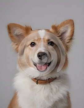 Happy fluffy smiling dog. Pets concept