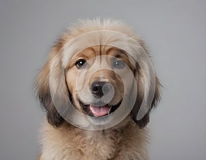 Happy fluffy smiling dog. Pets concept