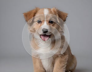 Happy fluffy smiling dog. Pets concept