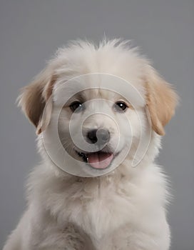 Happy fluffy smiling dog. Pets concept