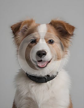 Happy fluffy smiling dog. Pets concept