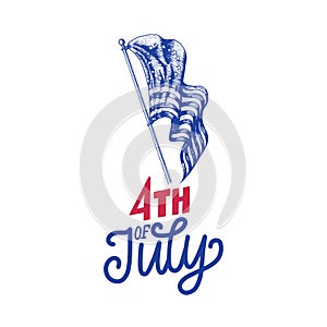 Happy Fourth of July, hand lettering.Vector inscription for greeting card, banner etc. Calligraphy for Independence Day.