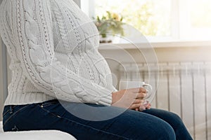 Happy Framed Woman Drinks Tea