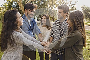 Happy Friends joining hands