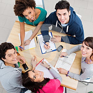 Happy Friends Studying Together