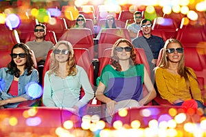 Happy friends watching movie in 3d theater
