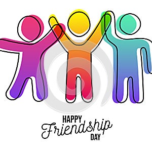 Happy Friendship day card of friends dancing