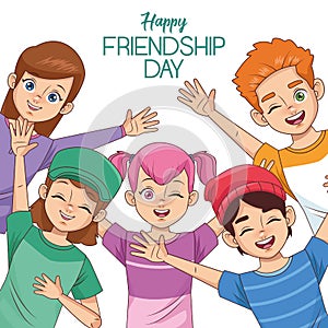 Happy friendship day celebration with group of kids