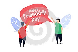 Happy friendship day flat creative illustration vector of graphic , small people in friendship day flat illustration vector ,