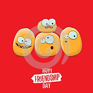 Happy Friendship day vector illustration. funky kids potato with friends.vector friends tiny kids potato characters