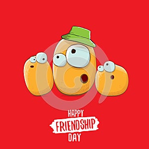 Happy Friendship day vector illustration. funky kids potato with friends.vector friends tiny kids potato characters