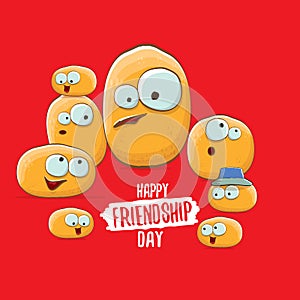 Happy Friendship day vector illustration. funky kids potato with friends.vector friends tiny kids potato characters