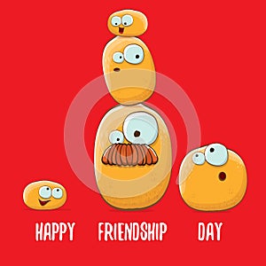 Happy Friendship day vector illustration. funky kids potato with friends.vector friends tiny kids potato characters