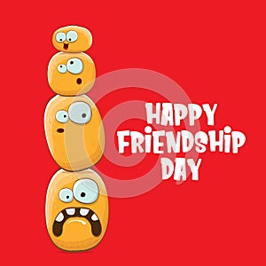 Happy Friendship day vector illustration. funky kids potato with friends.vector friends tiny kids potato characters