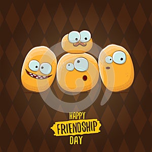 Happy Friendship day vector illustration. funky kids potato with friends.vector friends tiny kids potato characters