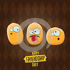 Happy Friendship day vector illustration. funky kids potato with friends.vector friends tiny kids potato characters