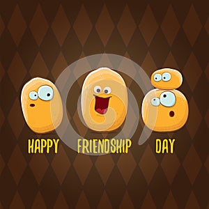 Happy Friendship day vector illustration. funky kids potato with friends.vector friends tiny kids potato characters