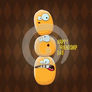 Happy Friendship day vector illustration. funky kids potato with friends.vector friends tiny kids potato characters