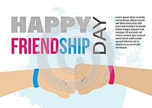 Happy frienship day poster.Vector illustration banner in cartoon style.Fist bumps.