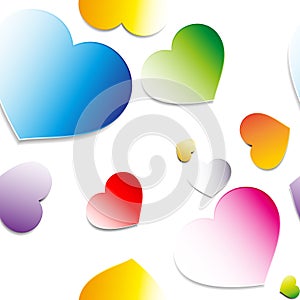 Happy fun seamless patter with colorful hearts