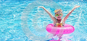 Happy And Funny Child Swimming