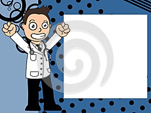 Happy funny doctor kid cartoon expression frame background