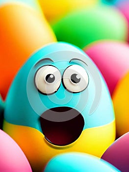 Happy funny painted colorful Easter eggs for holidays cards