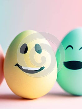 Happy funny painted colorful Easter eggs for holidays cards