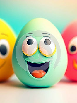 Happy funny painted colorful Easter eggs for holidays cards