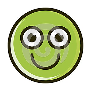 Happy funny smiley emoticon face expression line and fill icon