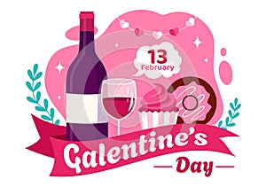 Happy Galentine\'s Day Vector Illustration on February 13th with Celebrating Women Friendship for Their Freedom