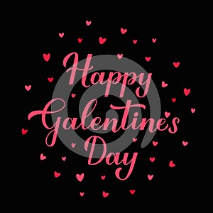 Happy Galentines Day calligraphy lettering. Non official holiday for ladies on February 13. Anti Valentines day. Vector
