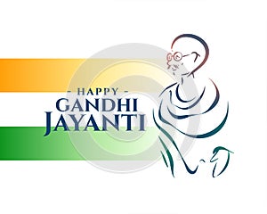 happy gandhi jayanti background with indian flag vector