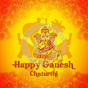 Happy Ganesh Chaturthi background in Indian art style