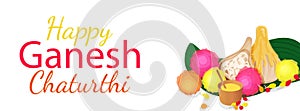 Happy Ganesh Chaturthi background with modak vector illustration