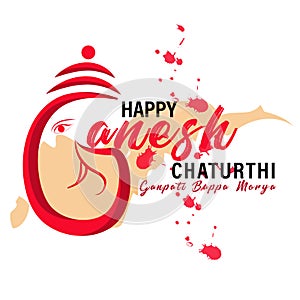 `Happy Ganesh Chaturthi` creative calligraphi for indian festival ganesh chaturthi text and vector of Ganesh ji_Vector, photo