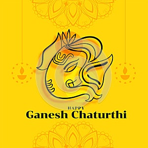 Happy ganesh chaturthi festival card in yellow color