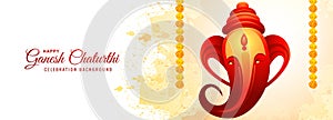 Happy ganesh chaturthi indian religious festival banner card design