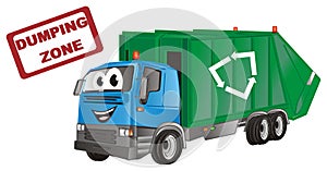 Happy garbage truck with stamp