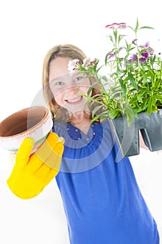 Happy gardening girl