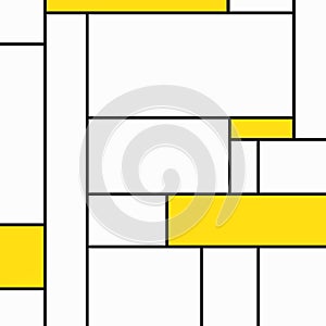Happy geametric composition of tribute to Mondrian with yellow rectangles