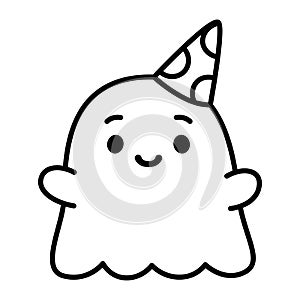 Happy ghost with a bithday hat Vector