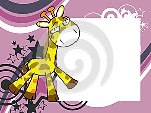Happy giraffe cartoon pictureframe background
