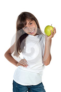 Happy girl with apple